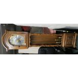 MODERN LIGHT OAK OPEN CASED LONG CASE CLOCK