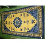 BLUE AND YELLOW GROUND PATTERNED FLOOR RUG