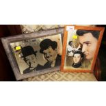 TWO WALL MIRRORS: ELVIS AND LAUREL AND HARDY