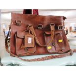 VINTAGE TAN LEATHER SHOULDER BAG