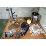 METAL WARE INCLUDING SILVER PLATED NURSE'S BELT, ENGRAVED SILVER PLATED TANKARD, GLASS JAR WITH