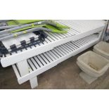 PAIR OF 'NEW RIVER' WHITE PAINTED CHERRY WOOD GARDEN SUNLOUNGERS (A/F)