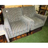 PAIR OF NEXT ARMCHAIRS IN BLUE STRIPED UPHOLSTERY