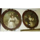 TWO FRAMED AND GLAZED PRINTS OF LADIES IN PERIOD COSTUME