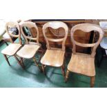 FOUR LIGHT ELM BALLOON BACK DINING CHAIRS