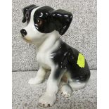 SYLVAC SEATED BLACK AND WHITE DOG, NUMBERED 2974, HEIGHT 13CM