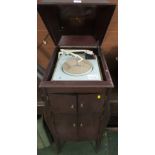 VINTAGE MAHOGANY GRAMOPHONE UNIT WITH GARRARD TURNTABLE, PARTS AND SELECTION OF VINYL LP RECORDS (