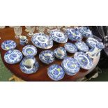 SELECTION OF BLUE AND WHITE PATTERNED TEA WARE INCLUDING WOODS WARE LIDDED TUREENS AND BOWLS