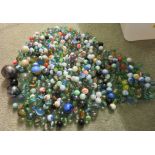 BOX OF GLASS MARBLES