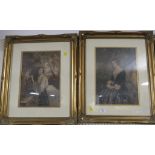TWO FRAMED AND MOUNTED PRINTS OF LADIES IN PERIOD COSTUMES