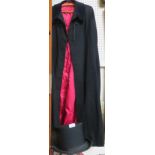 DUNN & CO COLLAPSIBLE TOP HAT AND GENT'S CAPE WITH VELVET COLLAR AND RED LINING