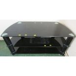 LARGE THREE TIER SMOKED GLASS TV STAND