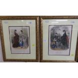 TWO FRAMED AND MOUNTED PRINTS FROM LA MODE ILLUSTRE OF WOMEN IN PERIOD COSTUME