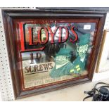 VINTAGE FRAMED ADVERTISING WALL MIRROR FOR 'LLOYDS 1D SCREWS'