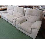 LARGE MANUAL RECLINING TWO SEATER SOFA AND MATCHING RECLINING ARMCHAIR