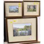 THREE FRAMED AND MOUNTED COUNTRYSIDE SCENE WATERCOLOURS BY VIVIEN BROMLEY