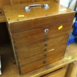LIGHT MAHOGANY DENTAL BOX WITH SIX DRAWERS AND LIFT TOP COMPARTMENT