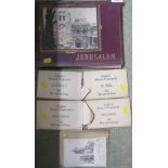 JERUSALEM SOUVENIR PHOTOGRAPH BOOK WITH ASSORTED SETS OF VINTAGE PHOTOGRAPHIC POSTCARDS
