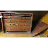 VINTAGE OAK ENGINEER'S TOOL CHEST WITH TWO SHORT OVER FOUR LONG GRADUATED DRAWERS AND REMOVABLE