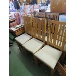 SIX HEAL'S LIGHT OAK DINING CHAIRS WITH BEIGE UPHOLSTERED SEATS