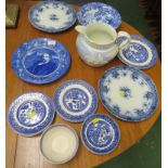 SELECTION OF BLUE AND WHITE PATTERNED CHINA INCLUDING ROYAL DOULTON, DECORATIVE JUG (A/F), ETC