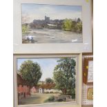 FRAMED AND MOUNTED PRINT OF RIVER SCENE AFTER MICHAEL VICARY, TOGETHER WITH FRAMED OIL ON BOARD OF