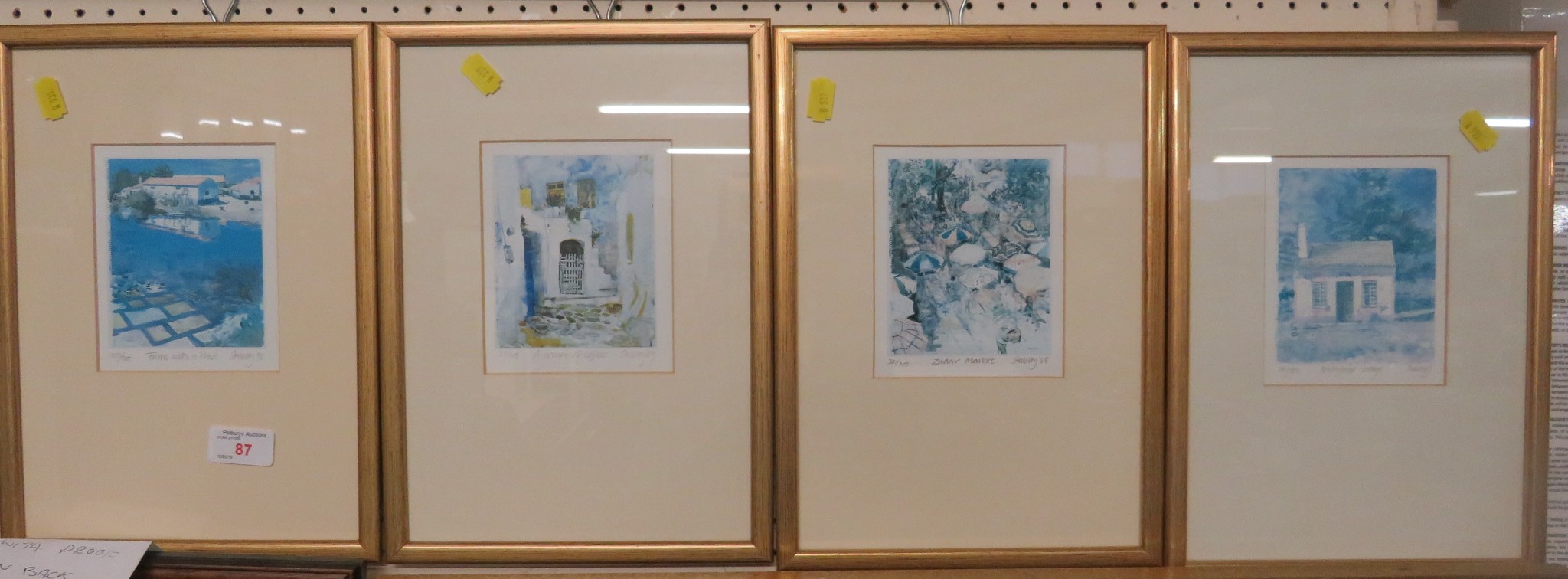 FOUR SMALL FRAMED AND GLAZED ENDORSED LIMITED EDITION PRINTS AFTER STUBLEY