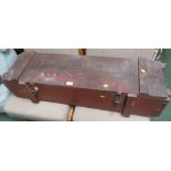 VINTAGE WOODEN AMMUNITION BOX WITH METAL HANDLES