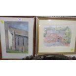 TWO FRAMED AND MOUNTED PRINTS - PALACE GATE EXETER AND ONE OTHER