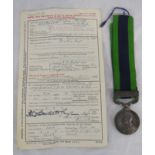 India General Service Medal with Waziristan 1919-21 clasp, named to 6077817 PTE.F. WESTWOOD. THE