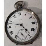 Open face crown winding pocket watch, 925 imported silver case, white enamel dial indistinctly