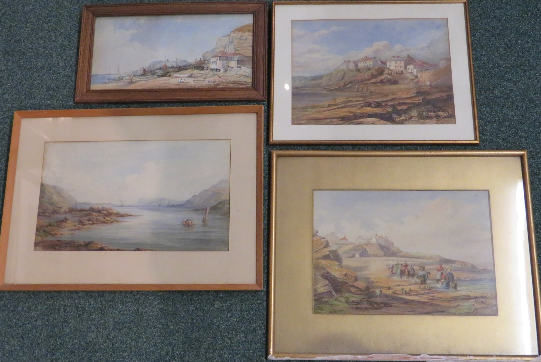 Four watercolour coastal / fishing scenes, no signatures (apparently by the same hand- 24cm x