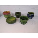 Five Victorian Majolica planters variously marked Bretby, Holdcrofts Ltd, etc