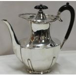 Silver coffee pot with ebonised handle and finial, marks for London, 1905, maker's stamp Robert