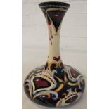 Moorcroft pottery bottle vase designed by Rachel Bishop, cream with tubelined decoration of stylized