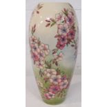 Large Moorcroft Pottery Spring Flowers ovoid vase, cream graduating to light green/blue with