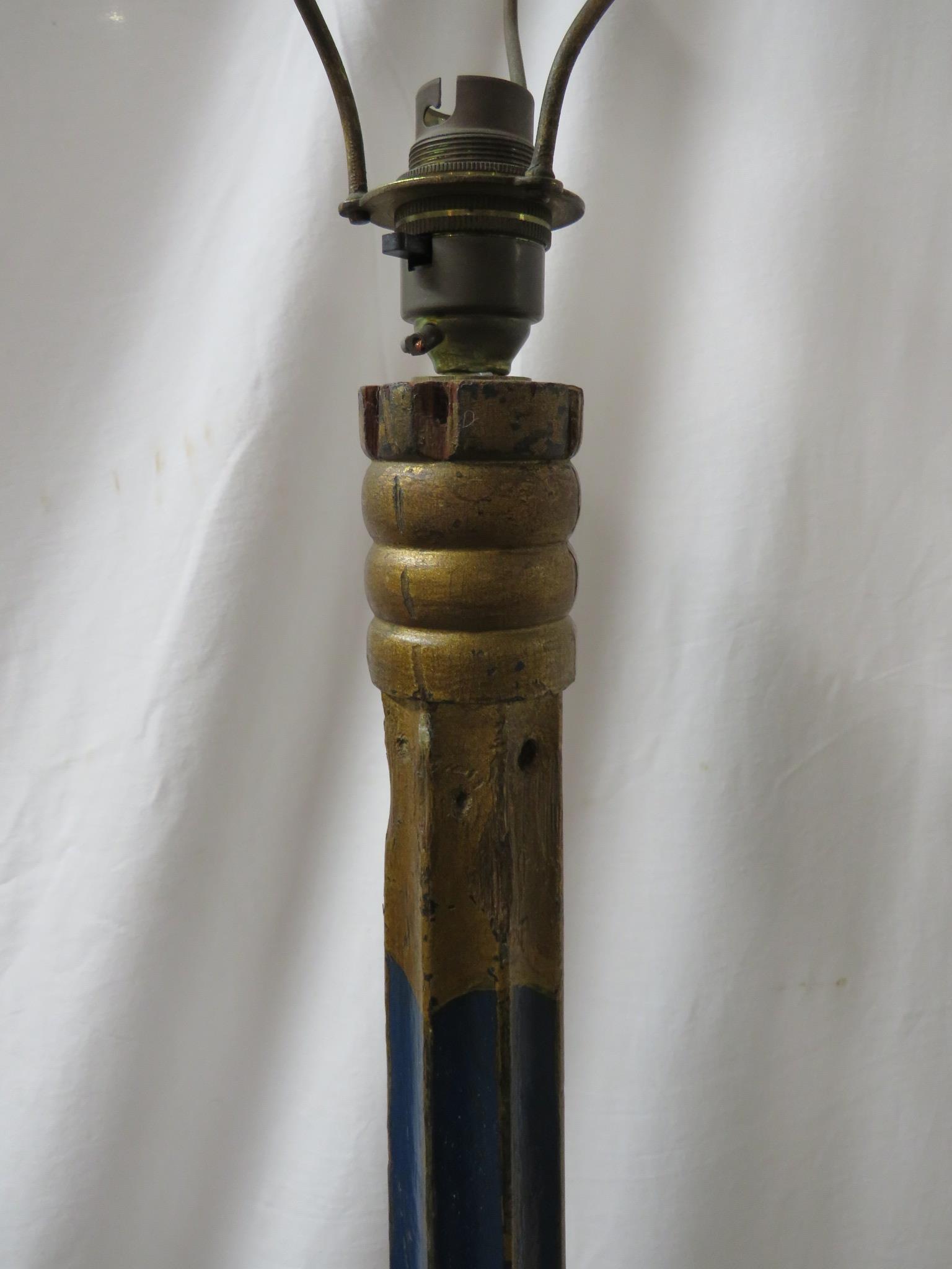 Light blue and gold painted oriental decorated fluted standard lamp - Image 6 of 6
