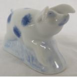 A Grahame Clarke (British, 1942 - 2014) porcelain model of a pig, white porcelain with sponged