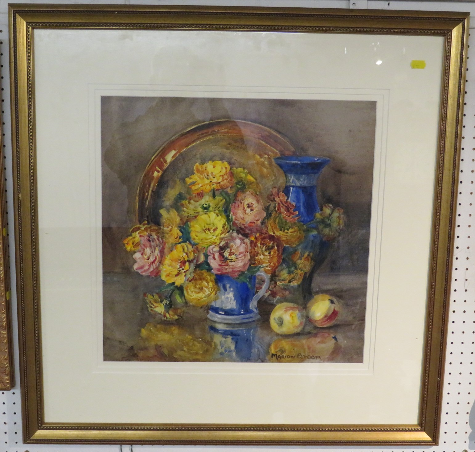 Marion Broom (1878-1962) - still life flowers, vase and dish, watercolour, signed lower right, (45cm - Image 2 of 2