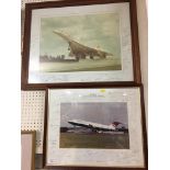 FRAMED AND GLAZED PHOTOGRAPH OF BRISTISH AIRWAYS CONCORD WITH SIGNATURES TO MOUNT AND FRAMED AND