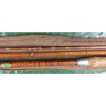 VINTAGE SPLIT CANE THREE PIECE ROD S47 MADE BY HENRY W AIKEN APPROXIMATELY 318CM LONG IN CANVAS BAG