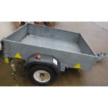 LARGE GALVANIZED TRAILER BY KARDA TRAILERS, AND TRAILER BOARD WITH LIGHTING (INSIDE SALEROOM)