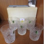 FIVE WATERFORD CRYSTAL TUMBLERS WITH BOX