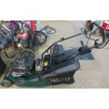 HAYTER HARRIER 48 PETROL LAWN MOWER AND BLACK PLASTIC PETROL CAN