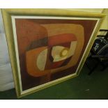 LARGE FRAMED ABSTRACT PRINT LABELLED 'EVE'