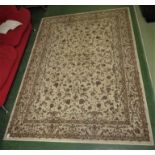 DUNELM 'ORIENTAL' BEIGE GROUND FLORAL PATTERN RECTANGULAR FLOOR RUG (160CM X 230CM)