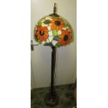 **amendment to catalogue** BRASS EFFECT TWO BRANCH STANDARD LAMP WITH GLAZED AND LEADED