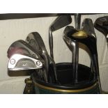 SELECTION OF GOLF CLUBS (CONTENTS OF THREE BAGS) TOGETHER WITH TWO GOLF TROLLEYS *