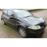 BLACK RENAULT MEGANE DYNAMIQUE FIVE DOOR HATCHBACK, NU57 CPO REGISTERED 28/09/07, 1598CC PETROL,