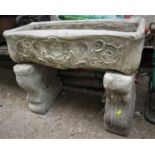 STONE GARDEN PLANTER ON SUPPORTS (THREE PIECES)